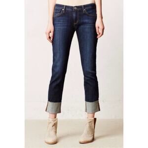Adriano Goldschmied The Stevie Cuff Slim Straight Cuffed Jeans Dark Wash USA Zip